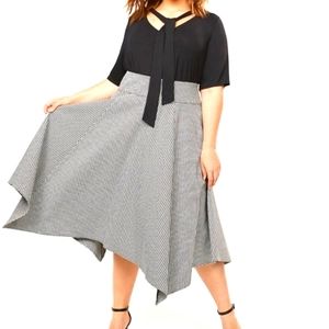 Asymmetrical Houndstooth Skirt (Lane Bryant)